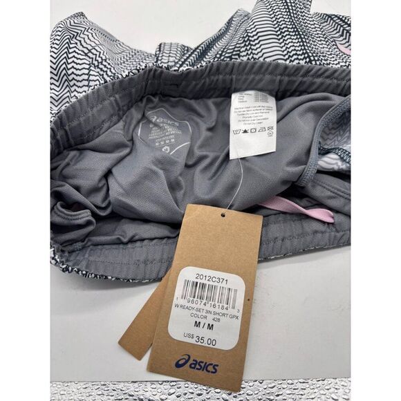 ASICS Women's Ready-Set 3In Graphic Shorts, Black/White - Picture 7 of 12